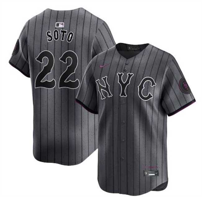 Mens New York Mets #22 Juan Soto Graphite 2024 City Connect Limited Stitched Jersey Dzhi